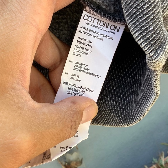 Mens XL - NWT Cotton On Crewneck Sweater “Banzai Reef” Charcoal Ash Grey Cotton - Picture 3 of 9